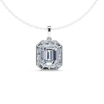 Emerald Halo Diamond Pendant