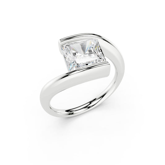 Radiant Cut Solitaire Twist Diamond Ring