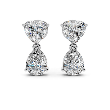 Heart & Pear Diamond Drop Earrings