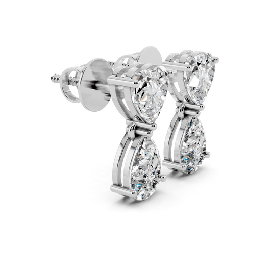 Heart & Pear Diamond Drop Earrings