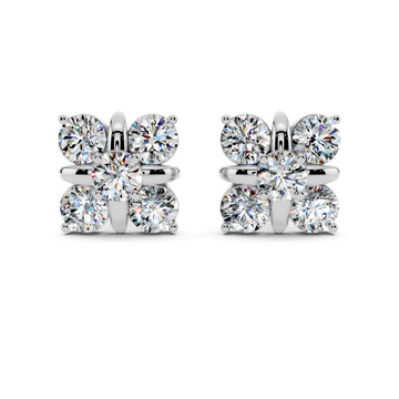 Round Diamond Cluster Stud Earrings
