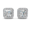 Princess Cut Diamond Halo Stud Earrings
