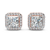 Princess Cut Diamond Halo Stud Earrings