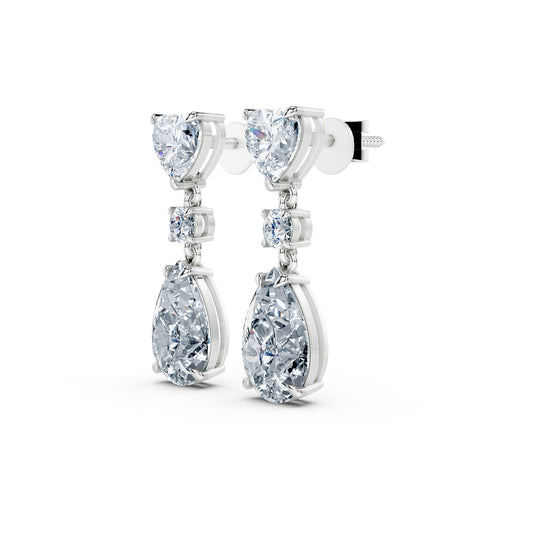 Heart & Pear Diamond Earrings