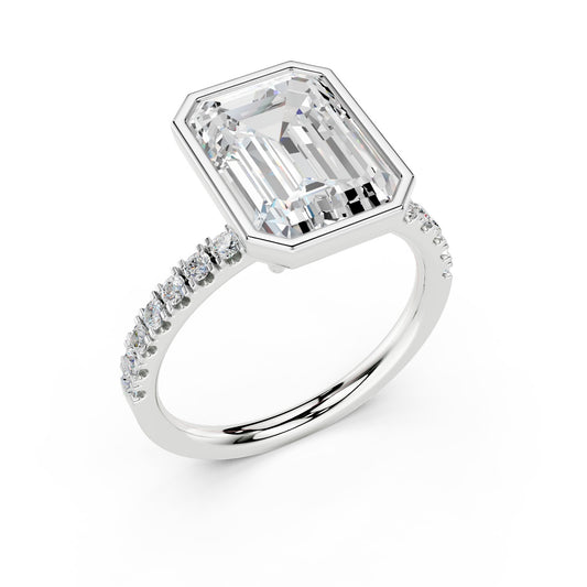 Aurelia Emerald Bezel Pavé Ring