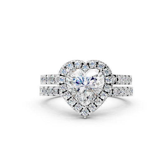 Heart Halo Split Shank Diamond Ring