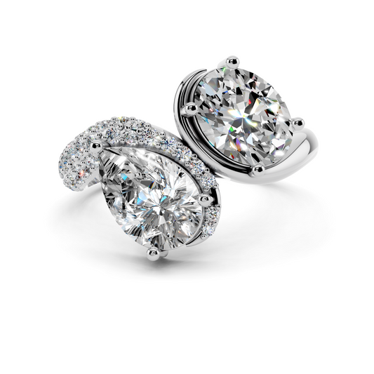 Twin Pear Diamond Crossover Ring
