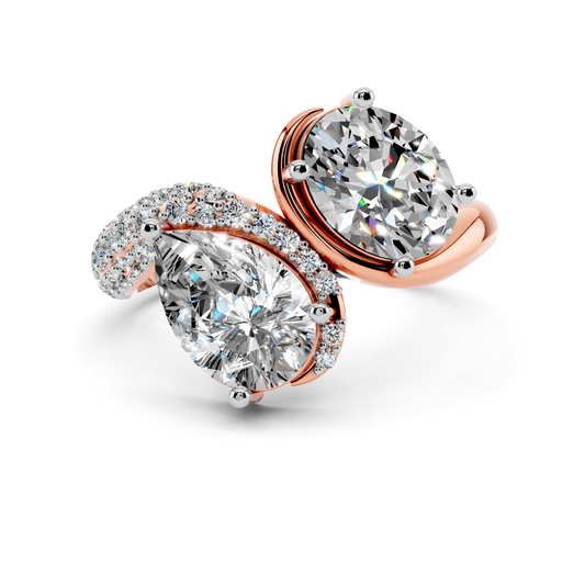 Twin Pear Diamond Crossover Ring
