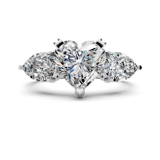 Celeste Heart Three-Stone Ring Setting