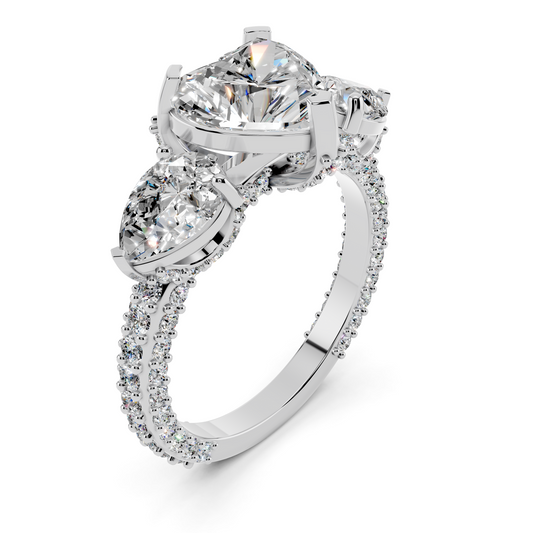 Celeste Heart Three-Stone Ring Setting
