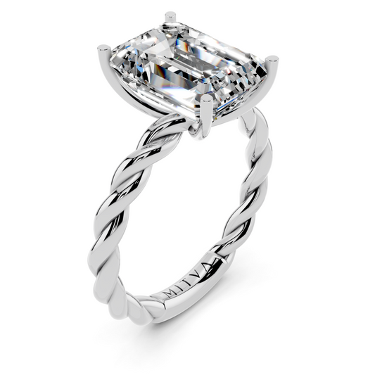 Emerald-Cut Diamond Twisted Setting