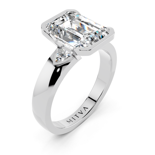 Emerald Cut Bezel Accent Setting