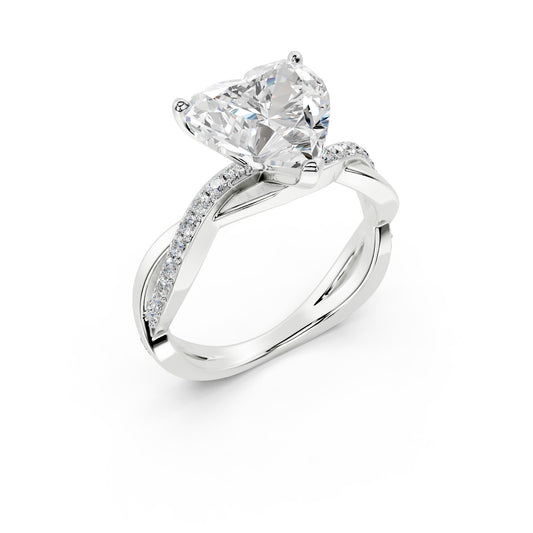 Heart Diamond Twist Pavé Ring