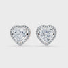 Heart Shape Diamond Halo Stud Earrings