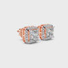 Princess Cut Diamond Halo Stud Earrings