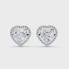 Heart Shape Diamond Halo Stud Earrings