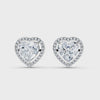 Heart Shape Diamond Halo Stud Earrings